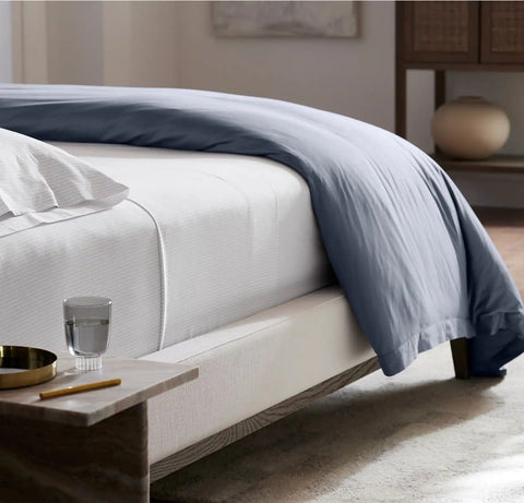Signature Hemmed Sheet Set White/Mineral Delicate Stripe