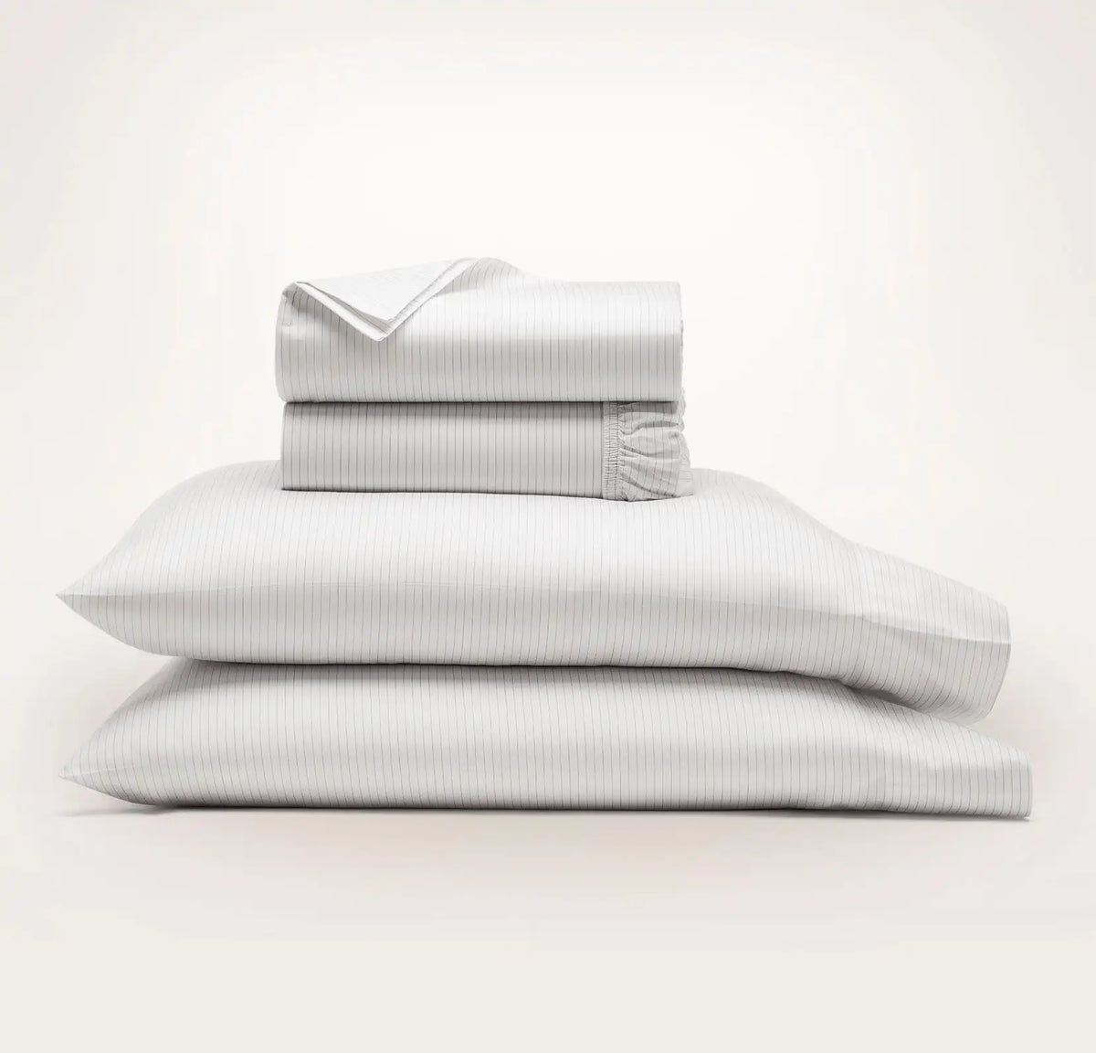 Signature Hemmed Sheet Set White/Mineral Delicate Stripe