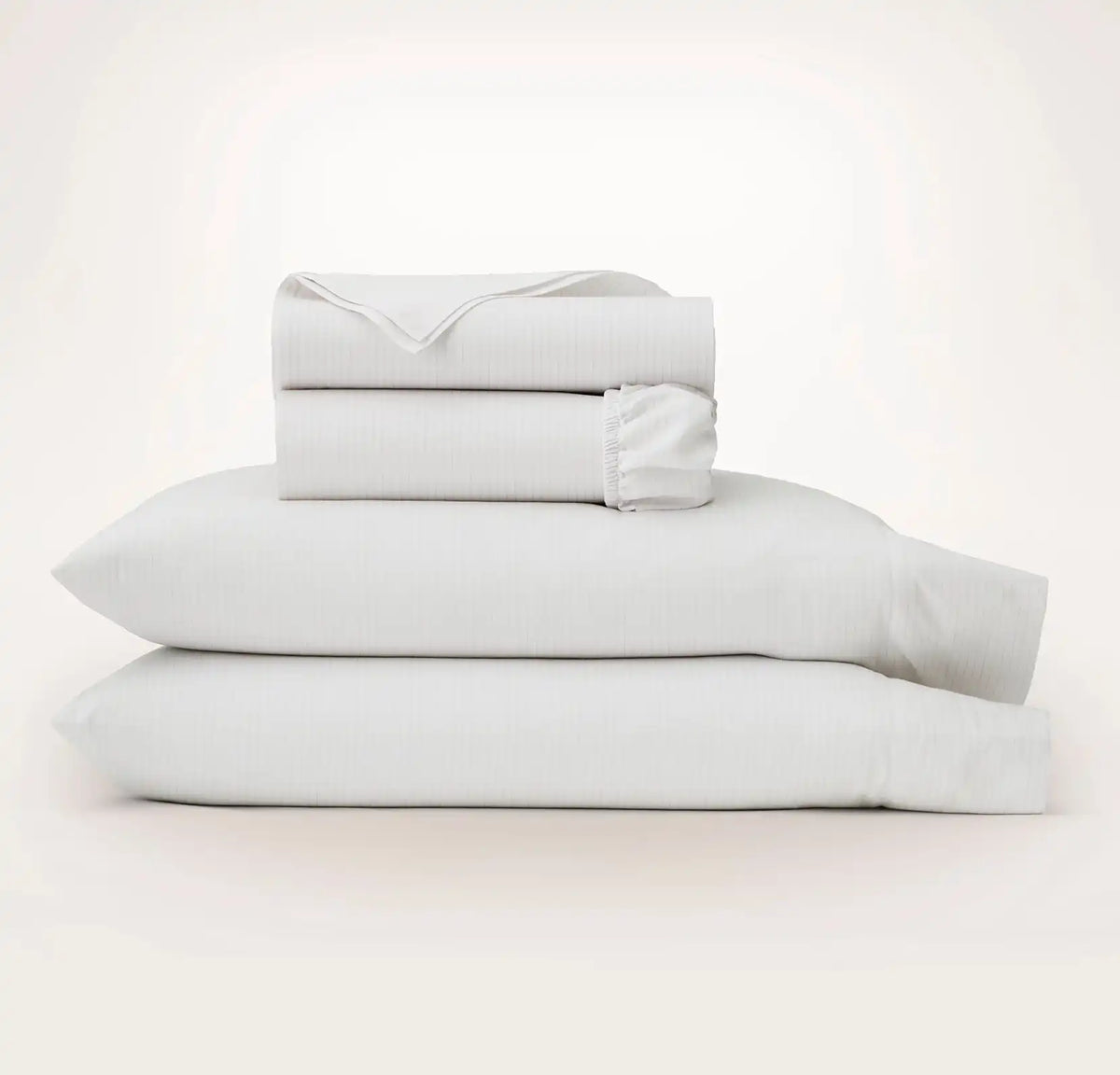 Signature Hemmed Sheet Set White/Oak Delicate Stripe