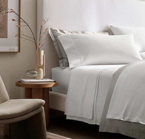 Signature Hemmed Sheet Set White/Pewter Delicate Stripe