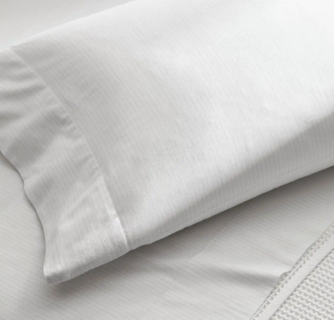 Signature Hemmed Sheet Set White/Pewter Delicate Stripe