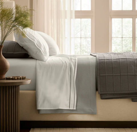 Signature Embellished Sheet Set White/White Ladder Stitch