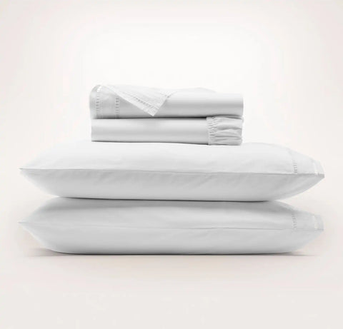 Signature Embellished Sheet Set White/White Ladder Stitch