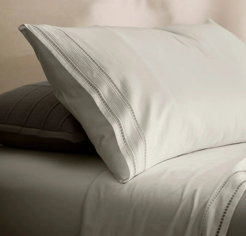 Signature Embellished Sheet Set White/White Ladder Stitch