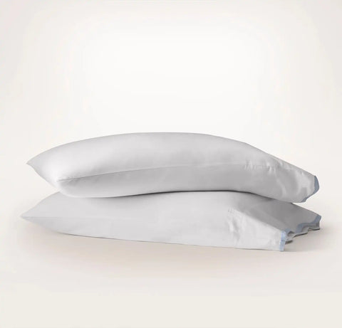 Signature Embellished Pillowcase Set White/Hydrangea Curved Edge