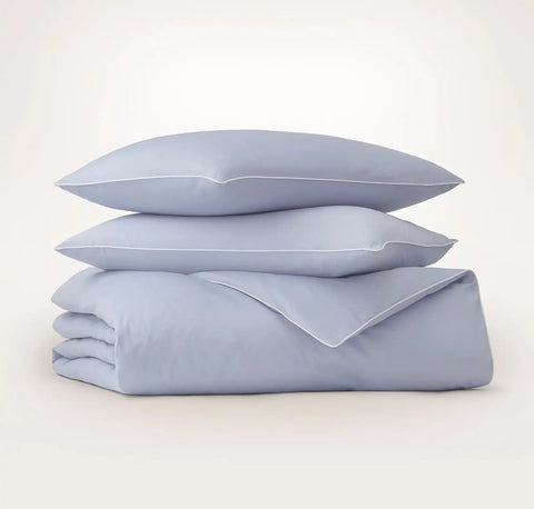 Signature Embellished Duvet Set Hydrangea/White Piped Edge