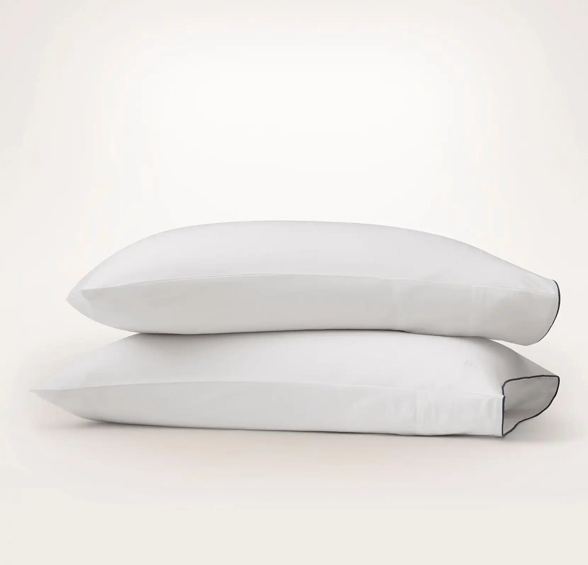 Signature Embellished Pillowcase Set White/Coastal Navy Piped Edge