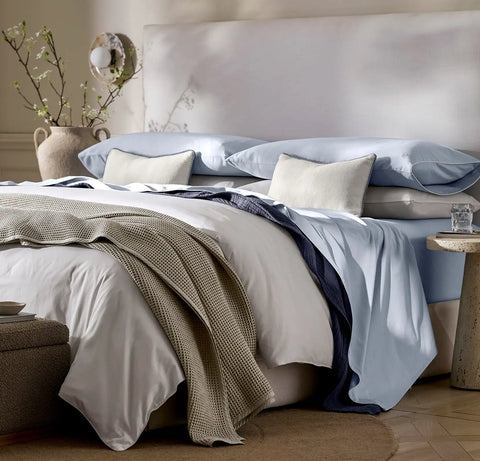 Signature Embellished Pillowcase Set Hydrangea/White Piped Edge