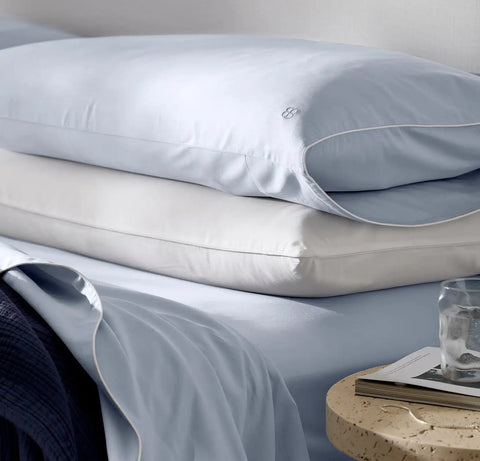 Signature Embellished Pillowcase Set Hydrangea/White Piped Edge