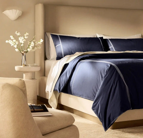 Signature Embellished Duvet Set Coastal Navy/White Sail Stitch