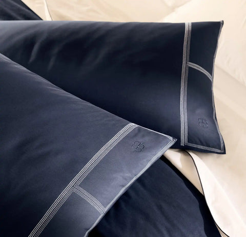 Signature Embellished Duvet Set Coastal Navy/White Sail Stitch