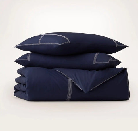 Signature Embellished Duvet Set Coastal Navy/White Sail Stitch
