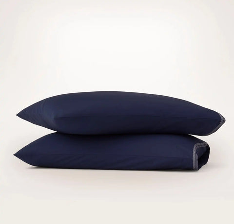 Signature Embellished Pillowcase Set Coastal Navy/White Sail Stitch