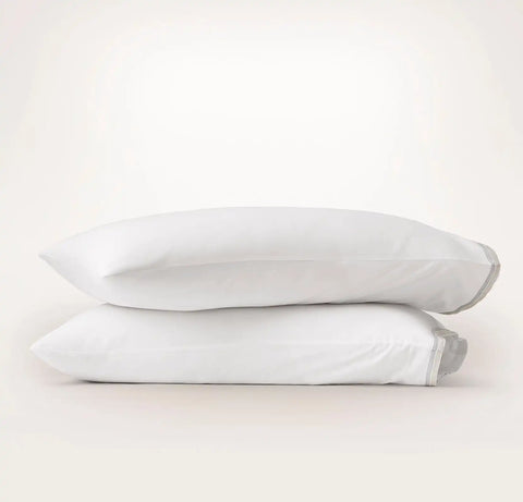 Signature Embellished Pillowcase Set White/Shore/Sand Sail Stitch