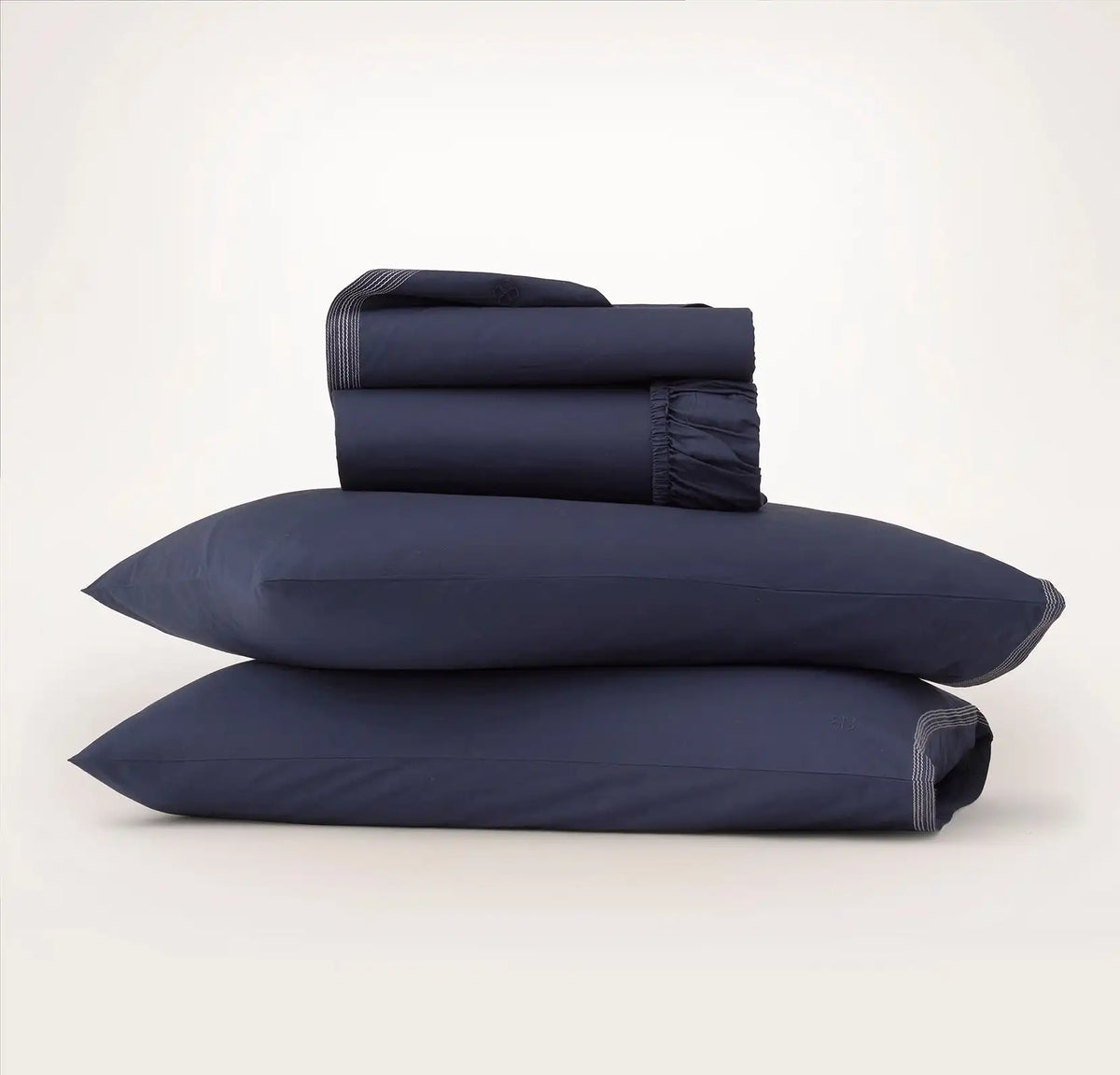 Signature Embellished Sheet Set Coastal Navy/White Sail Stitch