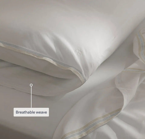 Signature Embellished Pillowcase Set Coastal Navy/White Sail Stitch