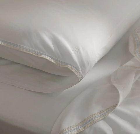 Percale Embellished Sheet Set White/Shore/Sand Sail Stitch