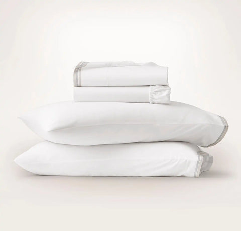Signature Embellished Sheet Set White/Shore/Sand Sail Stitch