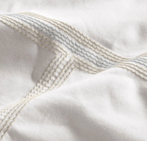 Percale Embellished Sheet Set White/Shore/Sand Sail Stitch