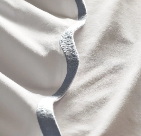 Signature Embellished Sheet Set White/Hydrangea Curved Edge