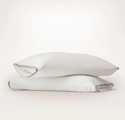 Signature Embellished Pillowcase Set White/Pewter/Oak Trielle