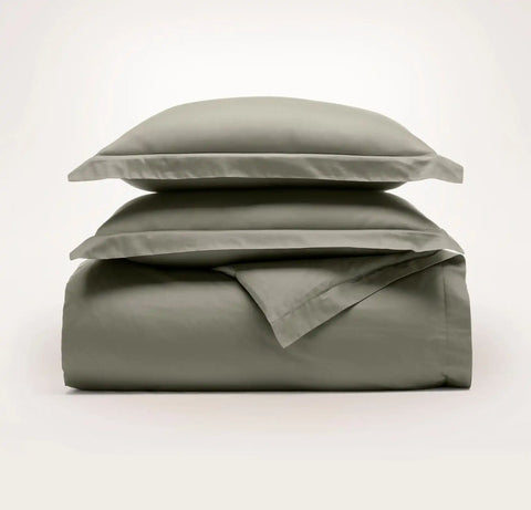 Percale Hemmed Duvet Set Juniper