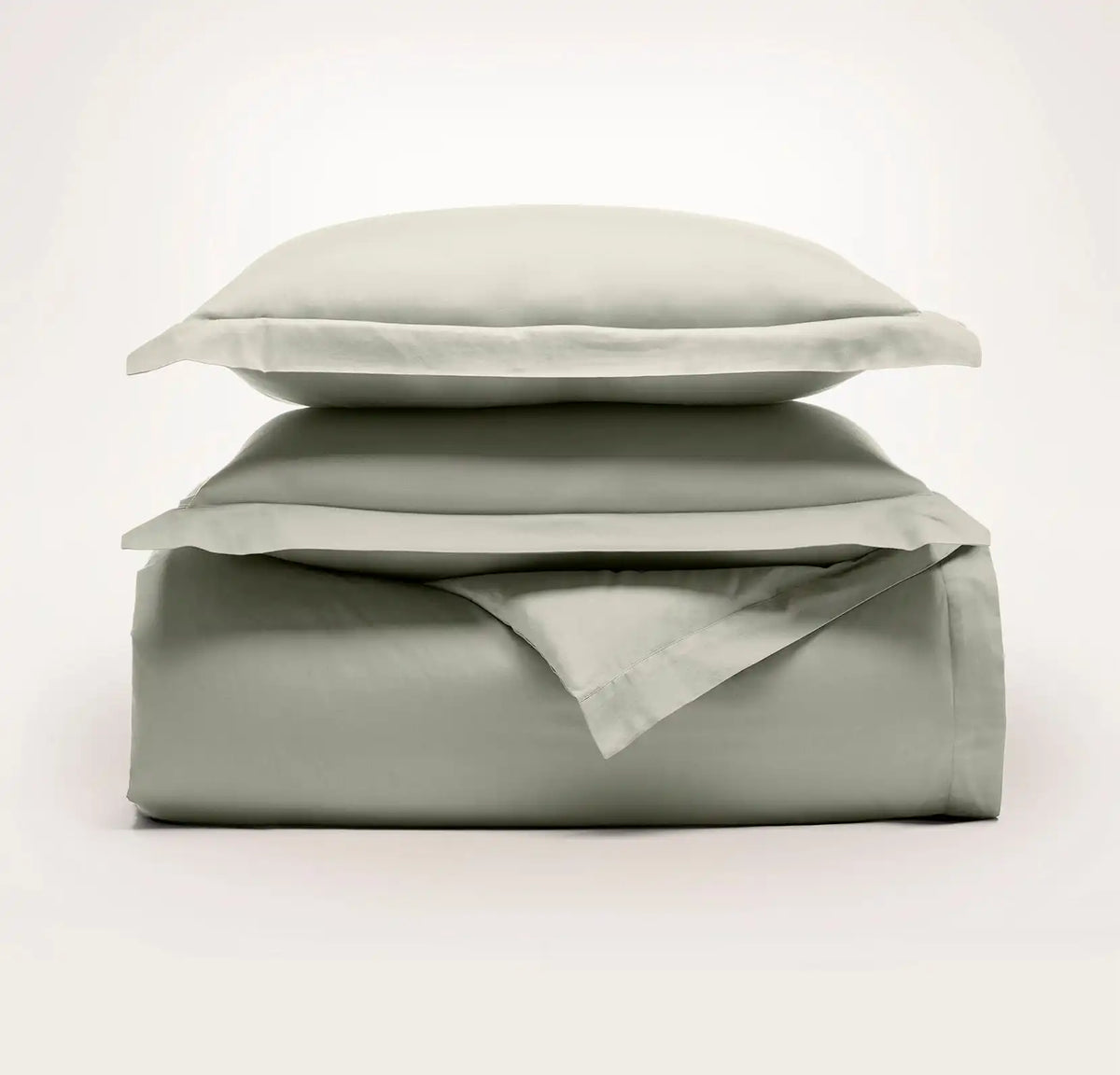 Percale Hemmed Duvet Set Sageleaf