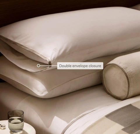 Signature Embellished Pillowcase Set White/Pewter/Oak Trielle