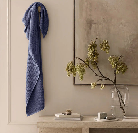 Turkish Ribbed Bath Towel Coastal Navy