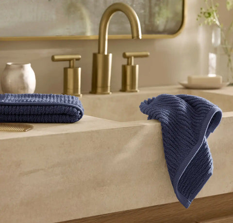 Turkish Ribbed Washcloths (Pair) Coastal Navy