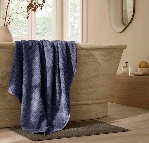 Turkish Waffle Bath Sheet Coastal Navy