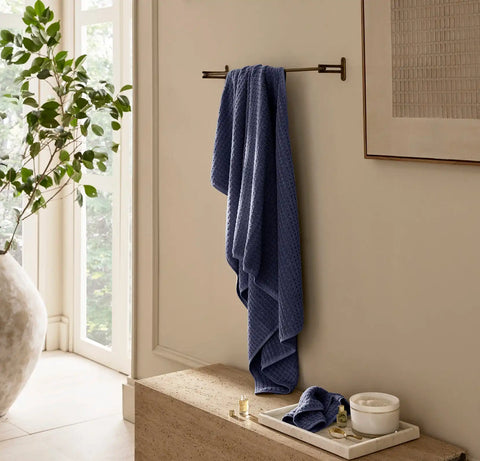 Turkish Waffle Bath Towel Coastal Navy