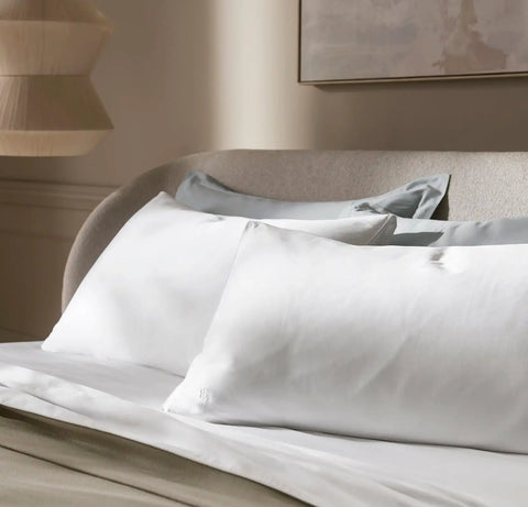 Percale Embellished Pillowcase Set White/White Piped Edge