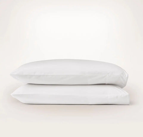 Percale Embellished Pillowcase Set White/White Piped Edge