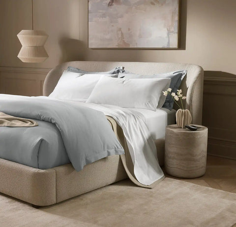 Percale Embellished Sheet Set White/White Piped Edge